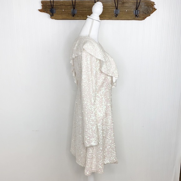 Walk of Shame Allover Sequin Dress Asymmetrical Ruffle NEW WITH TAGS - Picture 4 of 13
